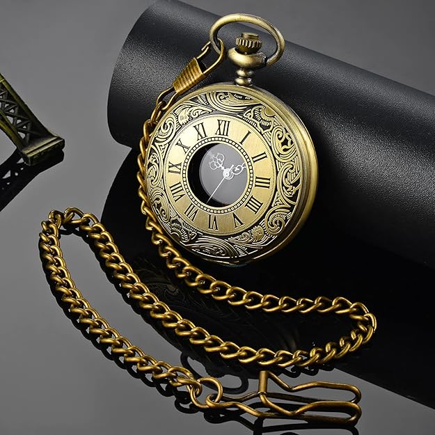 Men's Pocket Watch with Roman Numerals - Classic Style