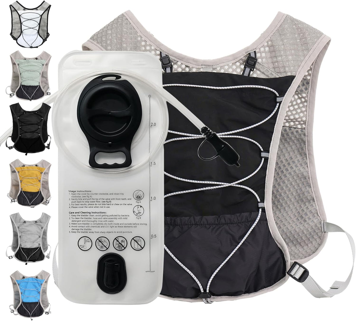 Water Backpack for Hiking and Running - 2L Hydration Vest