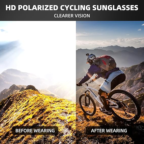 Wraparound Sports Sunglasses with Auto Darkening and UV Protection, Unisex