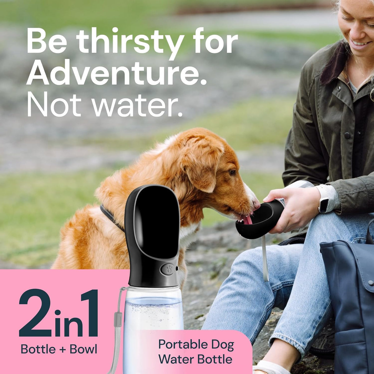 19oz Travel Dog Water Bottle with Leak-Proof Bowl