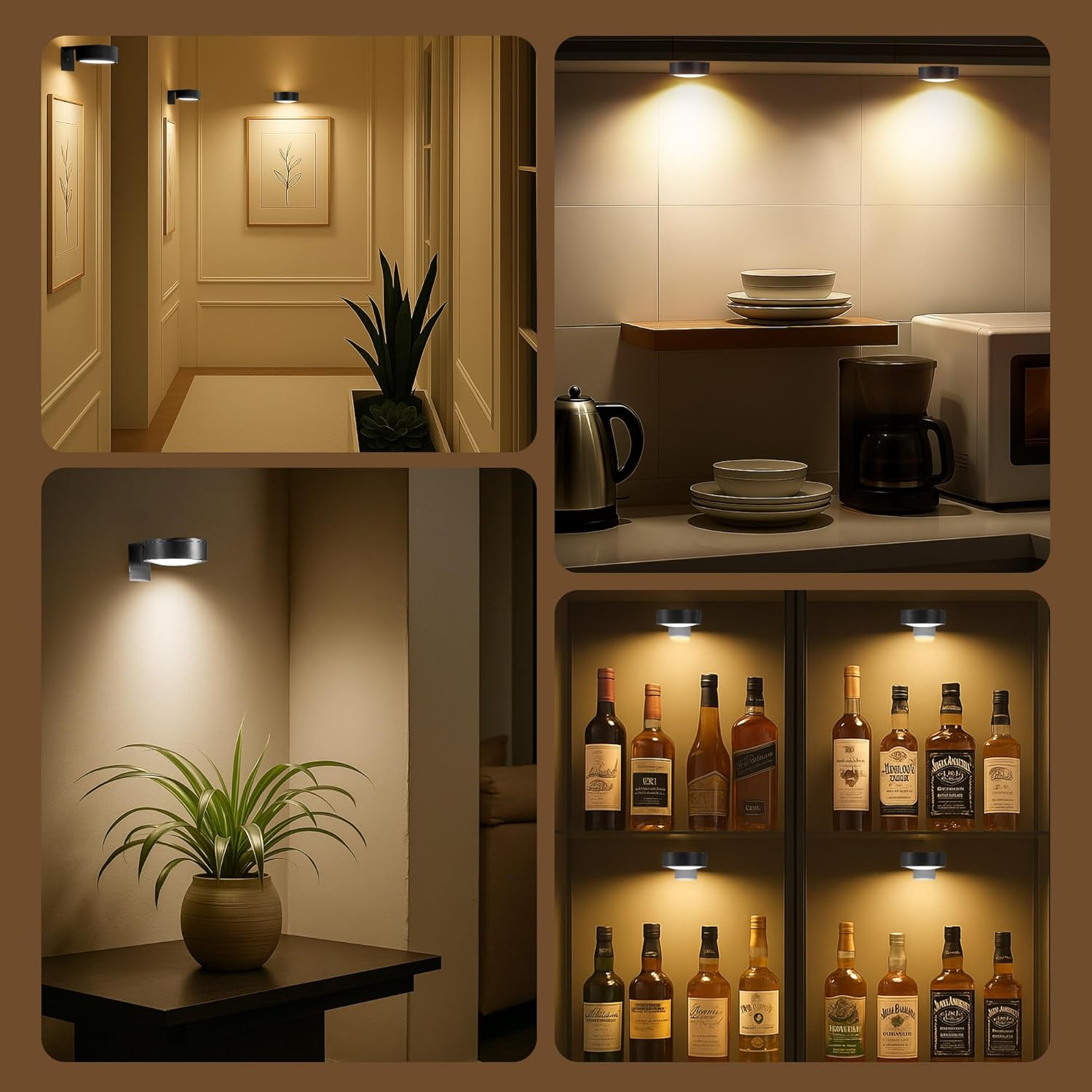 Remote-Controlled Wireless LED Wall Light – Magnetic, No Drill, Gold/Black