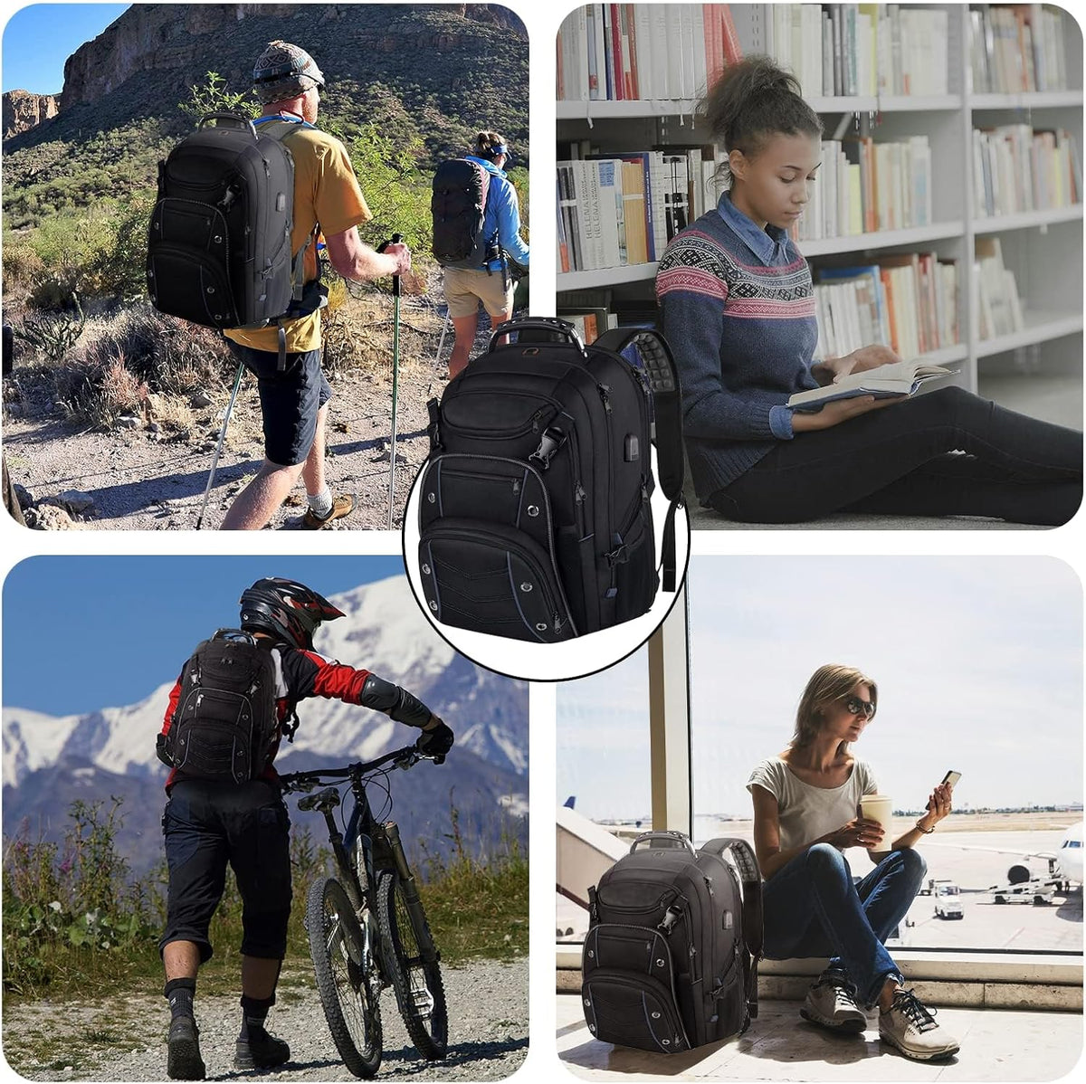 Anti-Theft USB Laptop Backpack for Travel - Extra-Large 55L Carry-On