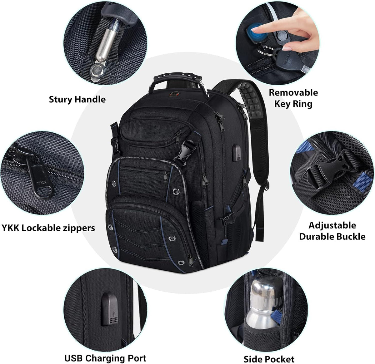 Anti-Theft USB Laptop Backpack for Travel - Extra-Large 55L Carry-On