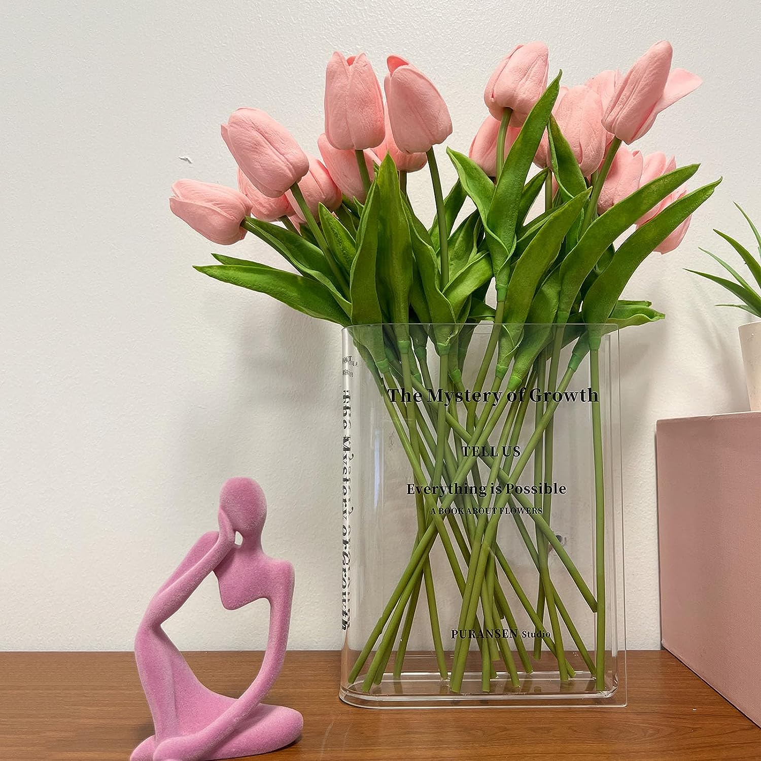 Acrylic Flower Vase in Book Design – Clear Decorative Container