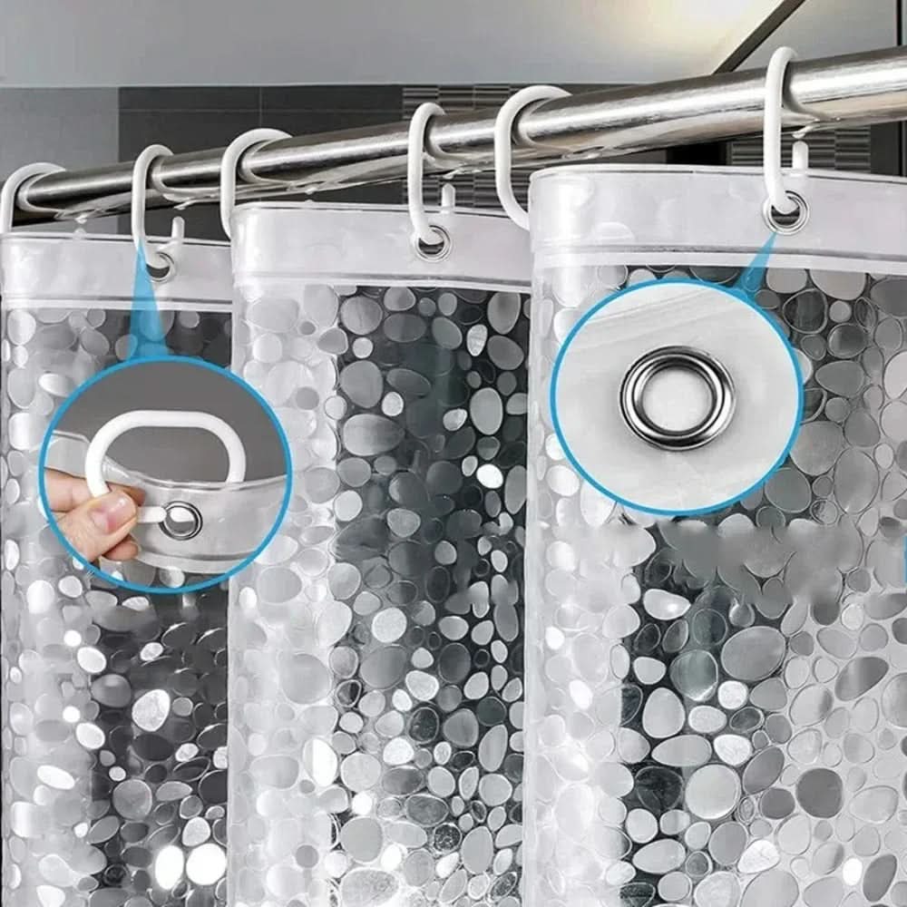 Transparent Waterproof Shower Curtain with Pebble Pattern
