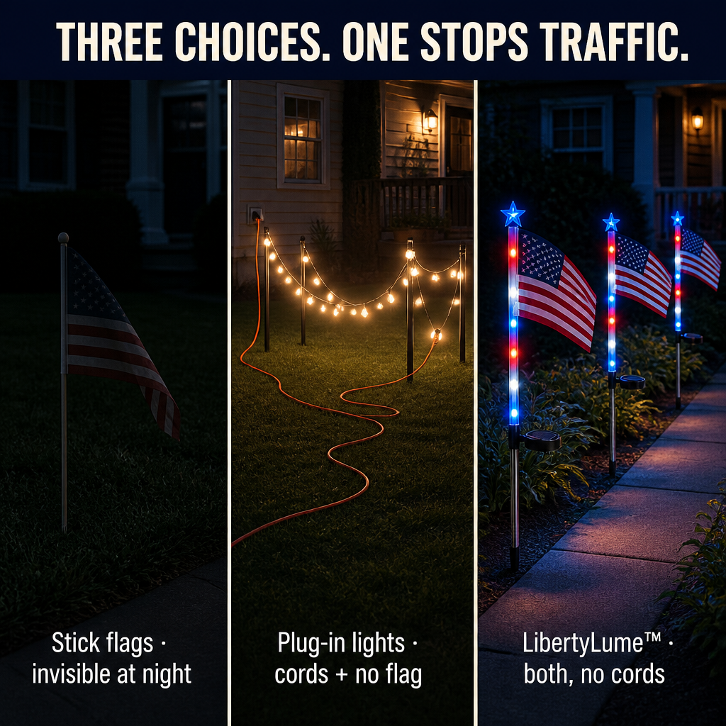 LibertyLume™ — Solar Plant Flag Lights That Shine on Every Patriotic Holiday