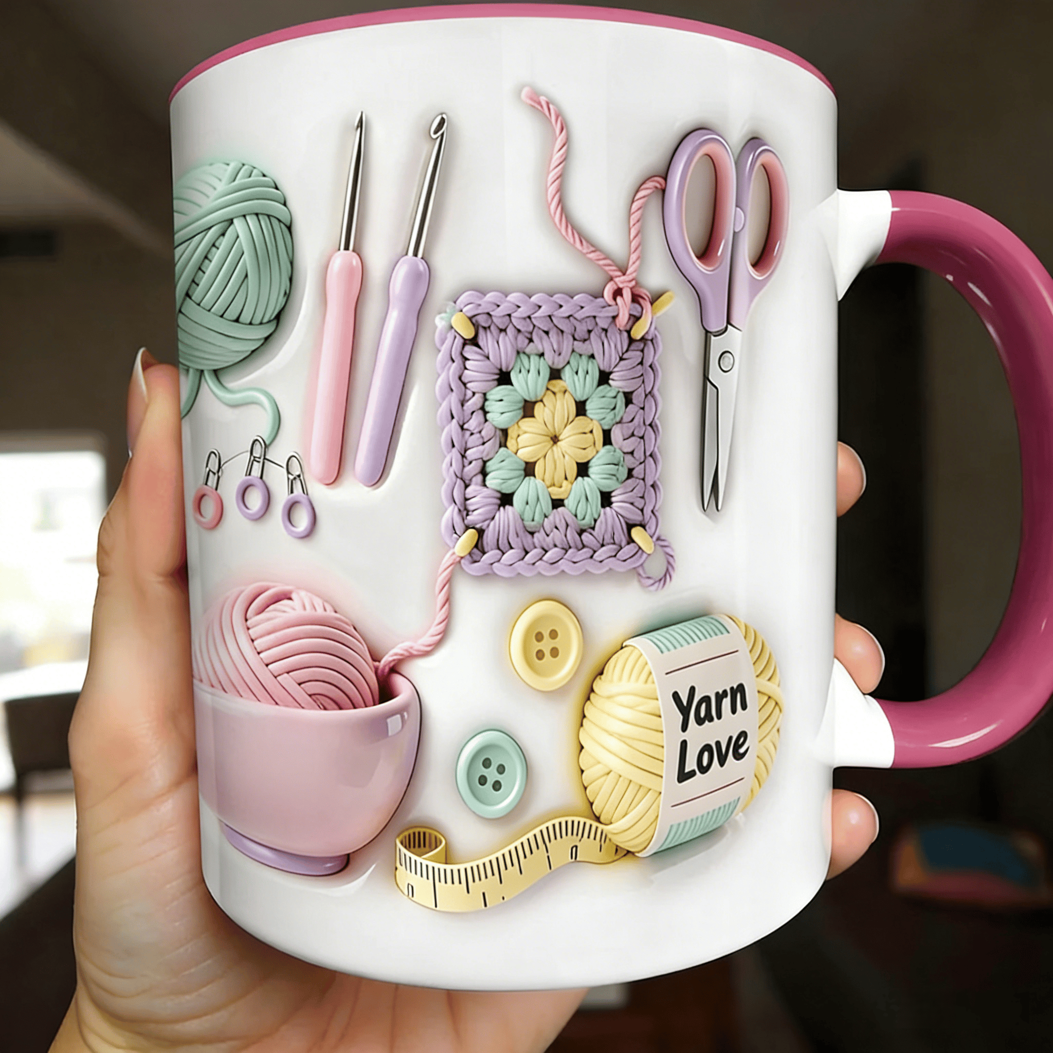Crochet Patterned Ceramic Coffee Mug