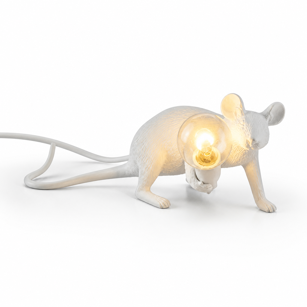 Playful Resin Warm LED Mouse Table Lamp