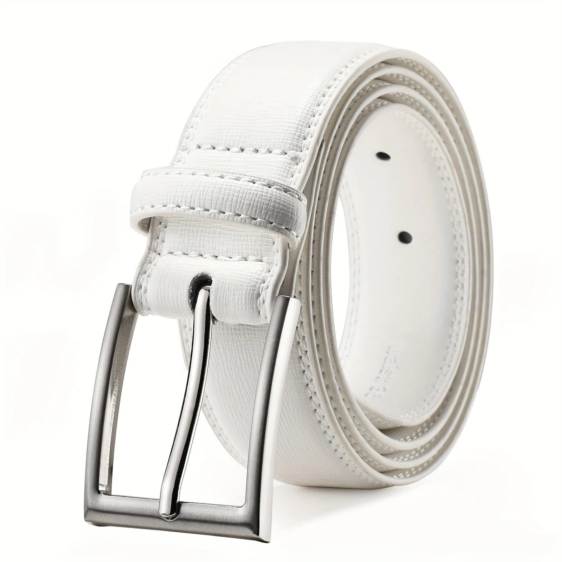 Classic Prong Buckle Leather Belt in High-Quality Material