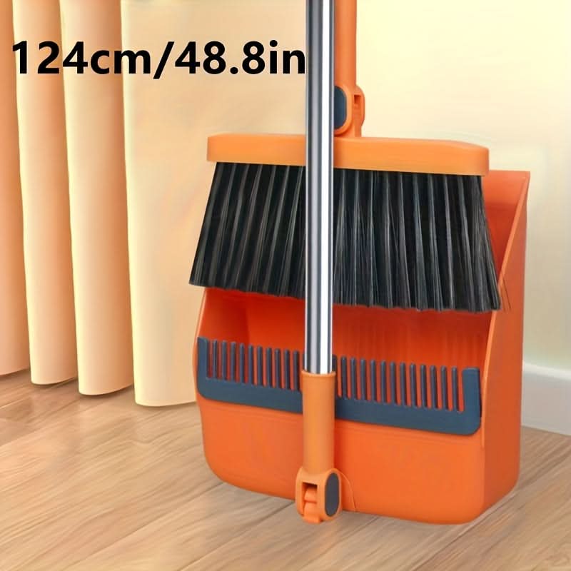 Cleaning Set with Long Handle Broom and Dustpan