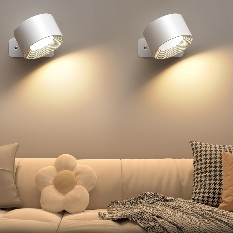 Rechargeable LED Wall Lamp with 360° Swiveling Head – Touch Control, Cordless Setup