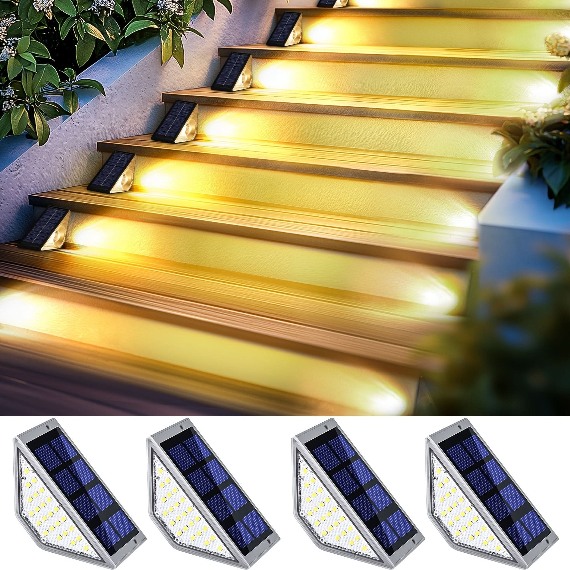 LED Outdoor Step Lights with Solar Power for Pathway Illumination