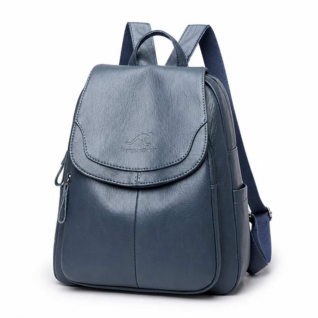 Anti-Theft Embossed Leather Backpack
