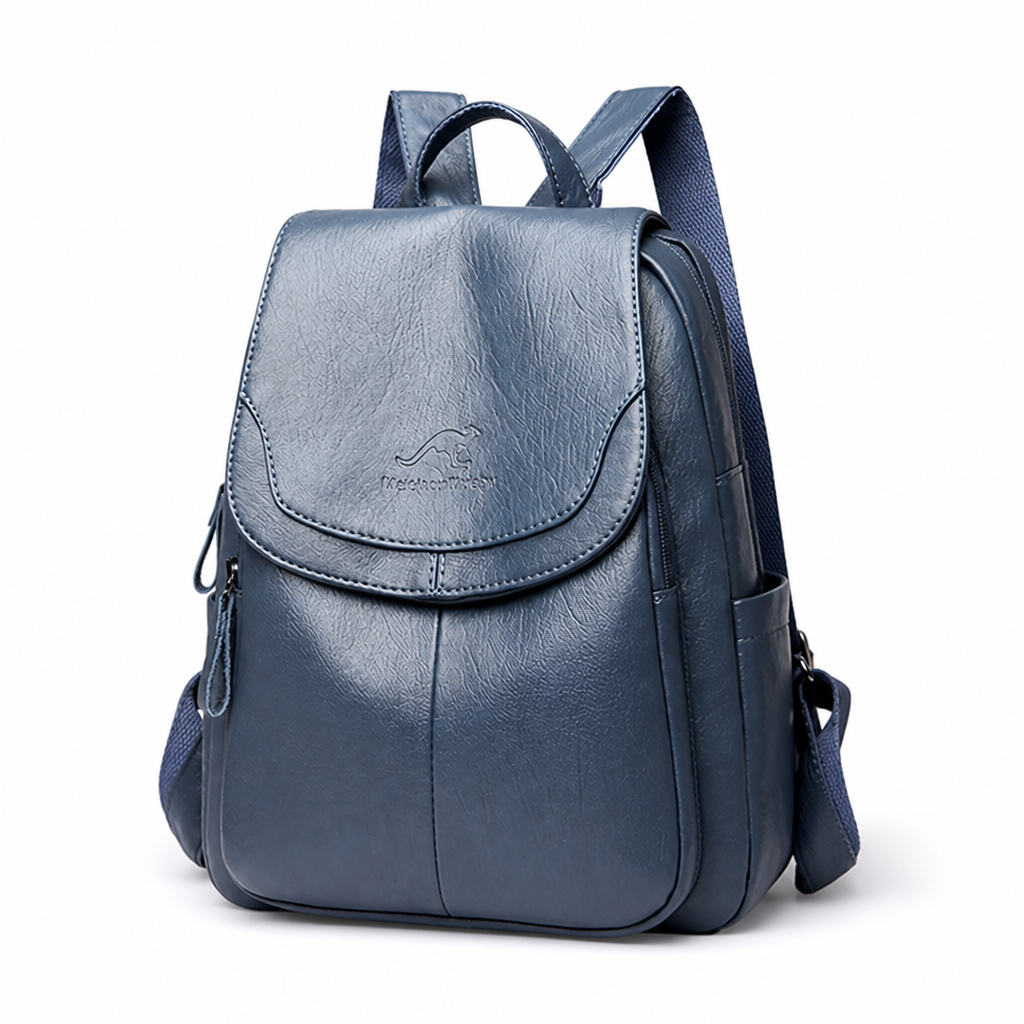 Anti-Theft Genuine Embossed Leather Backpack