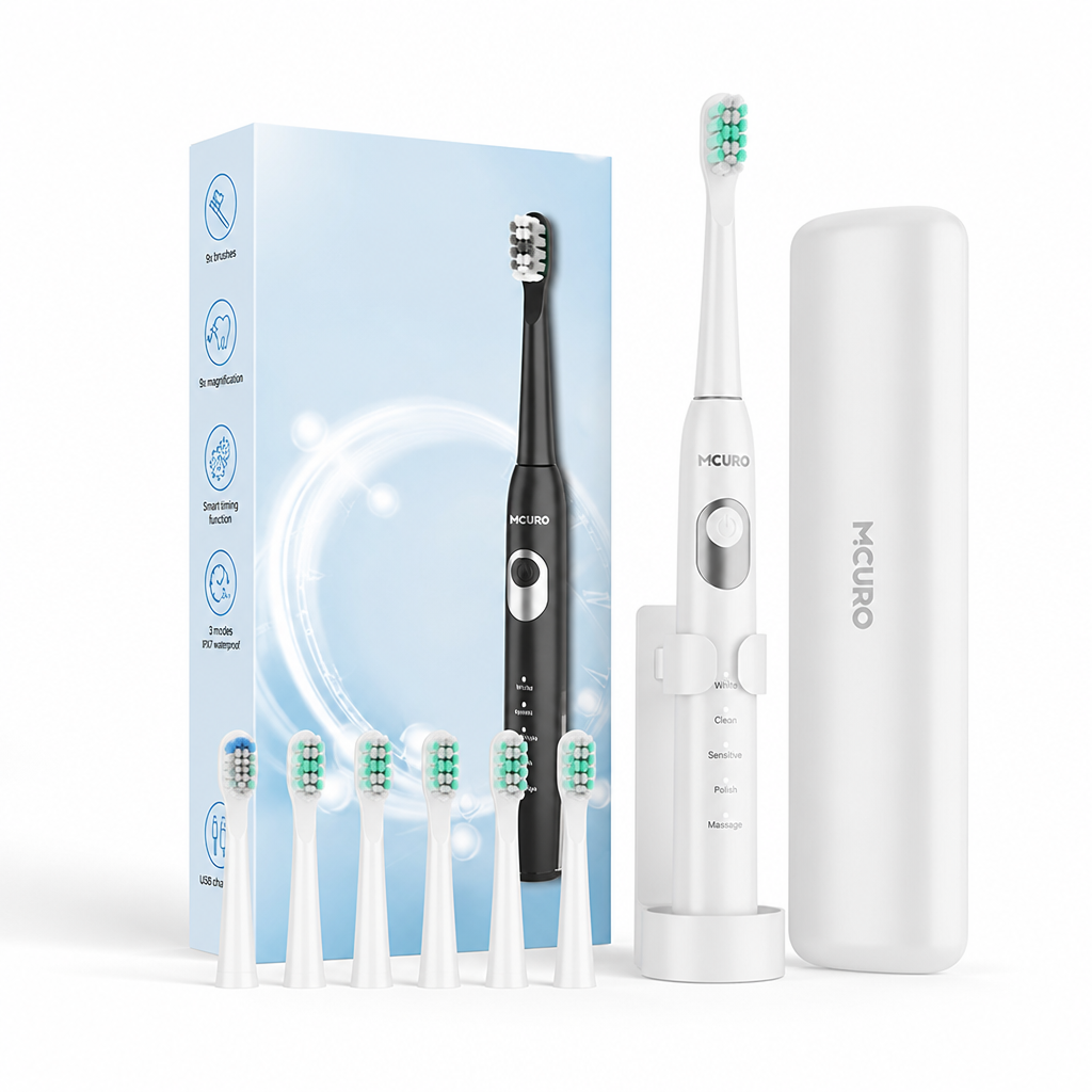 USB-Rechargeable Soundwave Electric Toothbrush (6 Brush Heads)