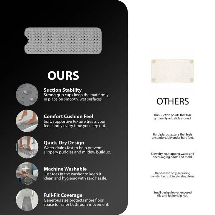 PVC Shower Mat 100 × 40 cm – Non-Slip Design with Suction Cups