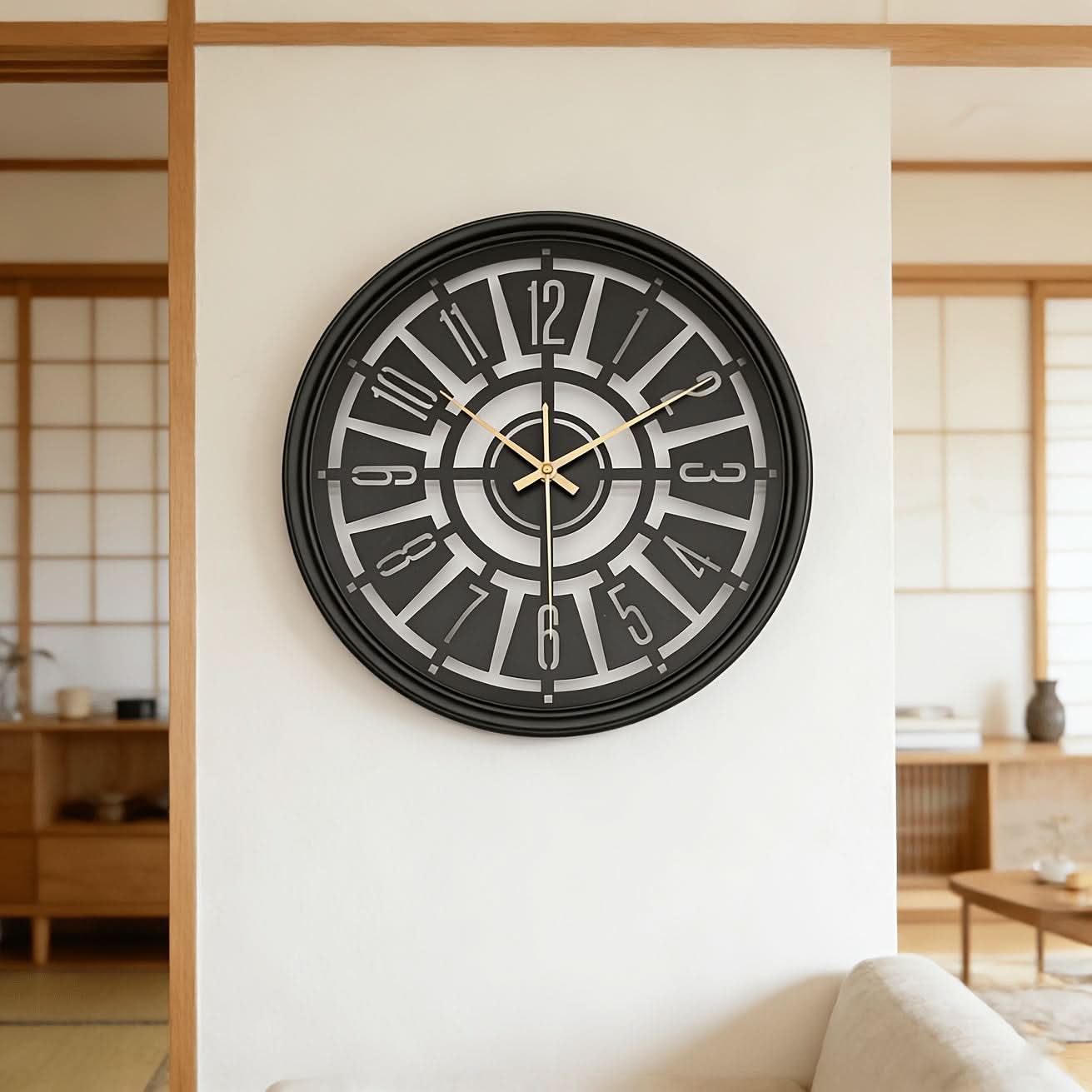 15.75-Inch Silent 3D Wall Clock with Iron Frame for Contemporary Decor