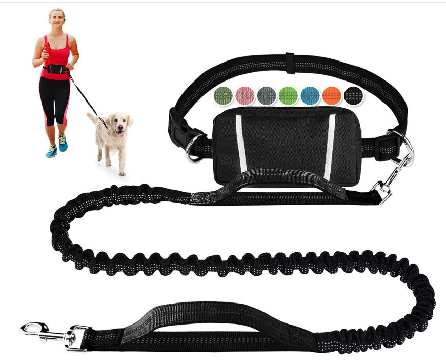 Bungee Dog Leash for Hands-Free Use – Reflective Waist Strap for Running, Hiking, and Walking