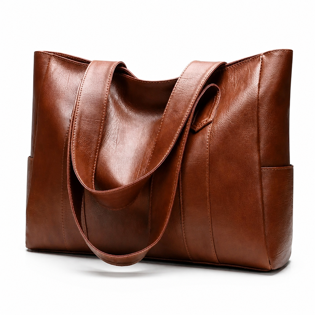Smooth PU Leather Vintage Shoulder Bag (Spacious, Adjustable Strap)