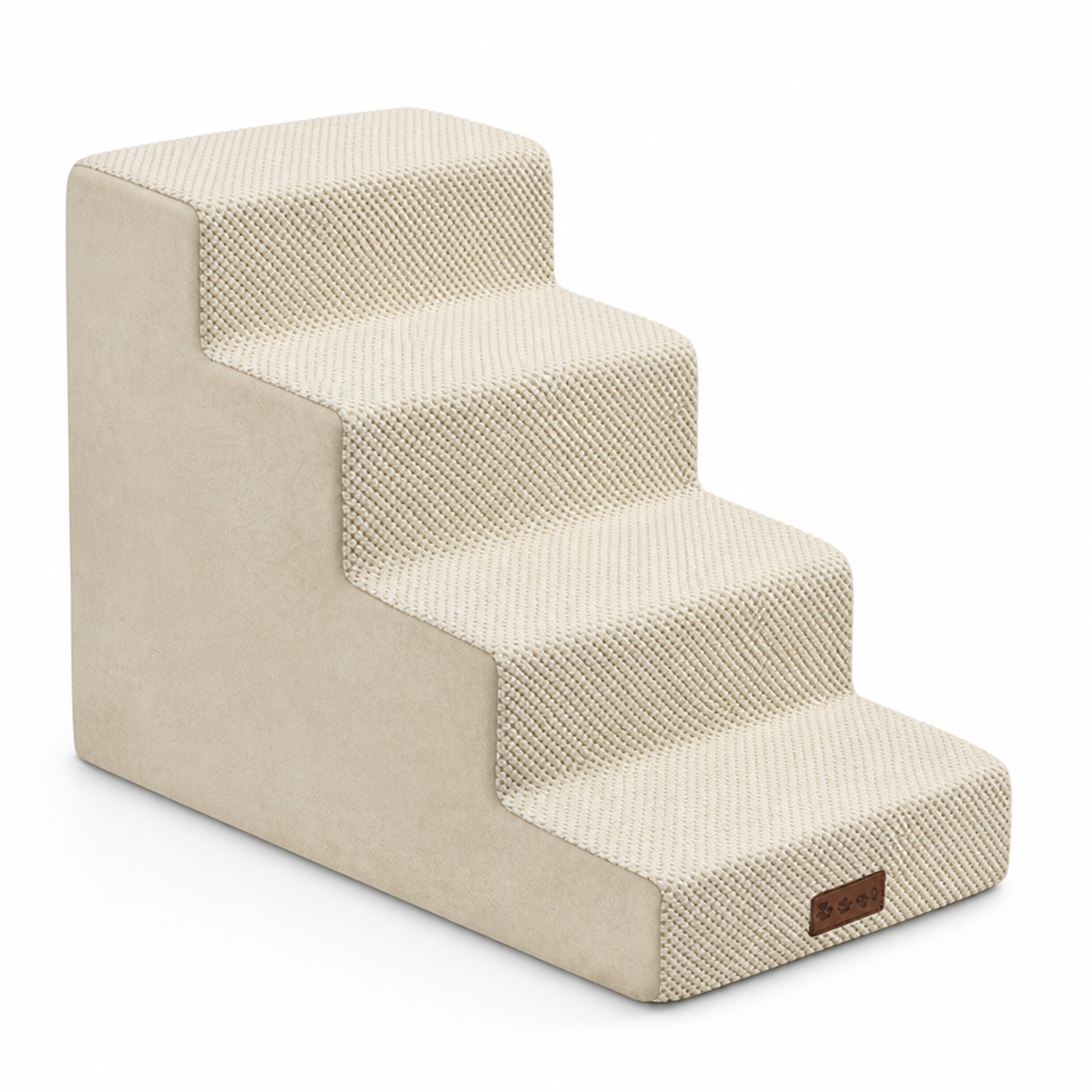 High-Density Memory Foam & Non-Slip Pet Steps (3-5 Steps)