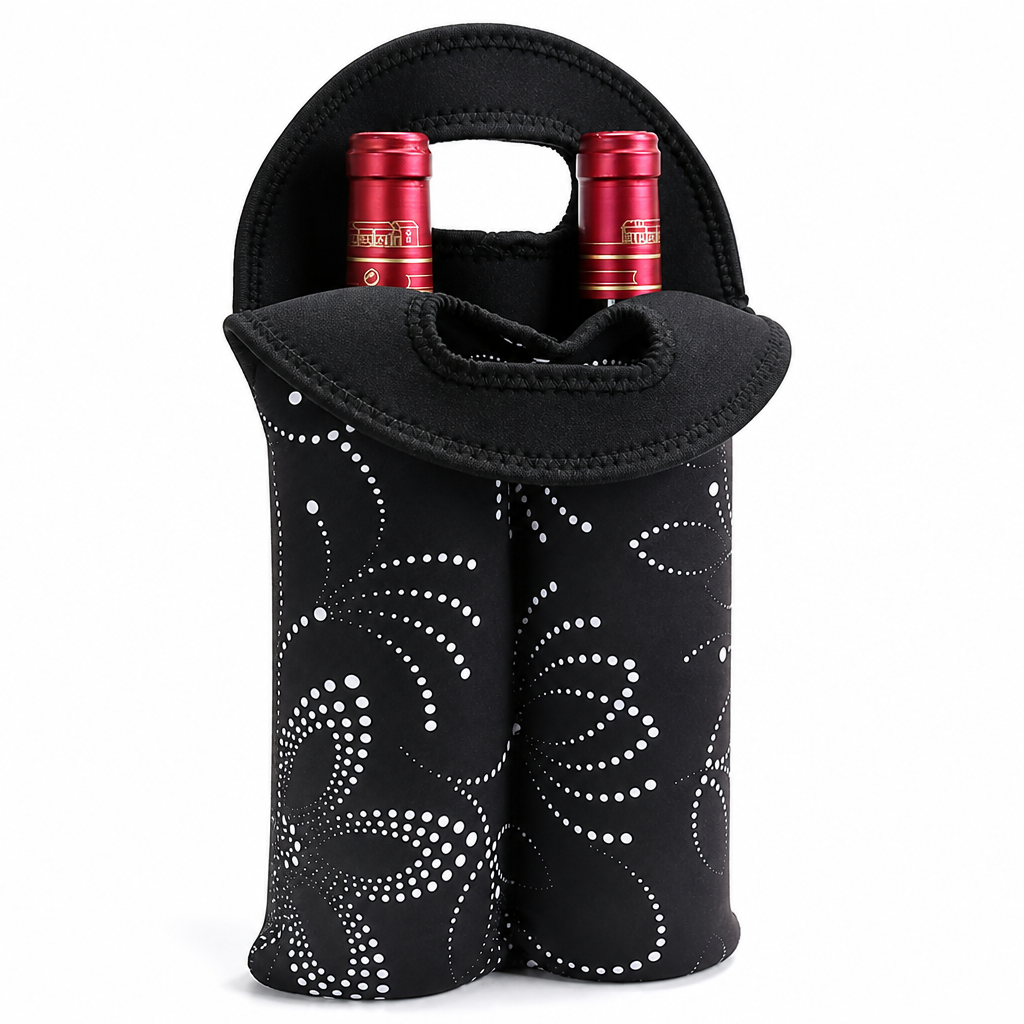 Insulated Neoprene Dual-Bottle Wine Carrier (Holds Two 750ml)