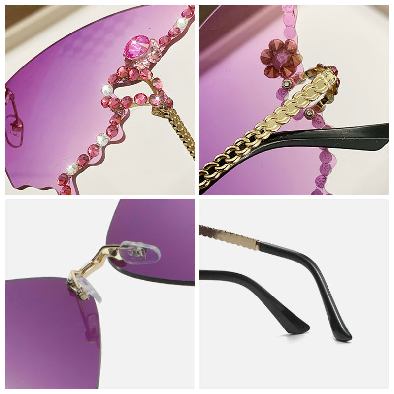 Crystal-Embellished Butterfly-Shaped Sunglasses