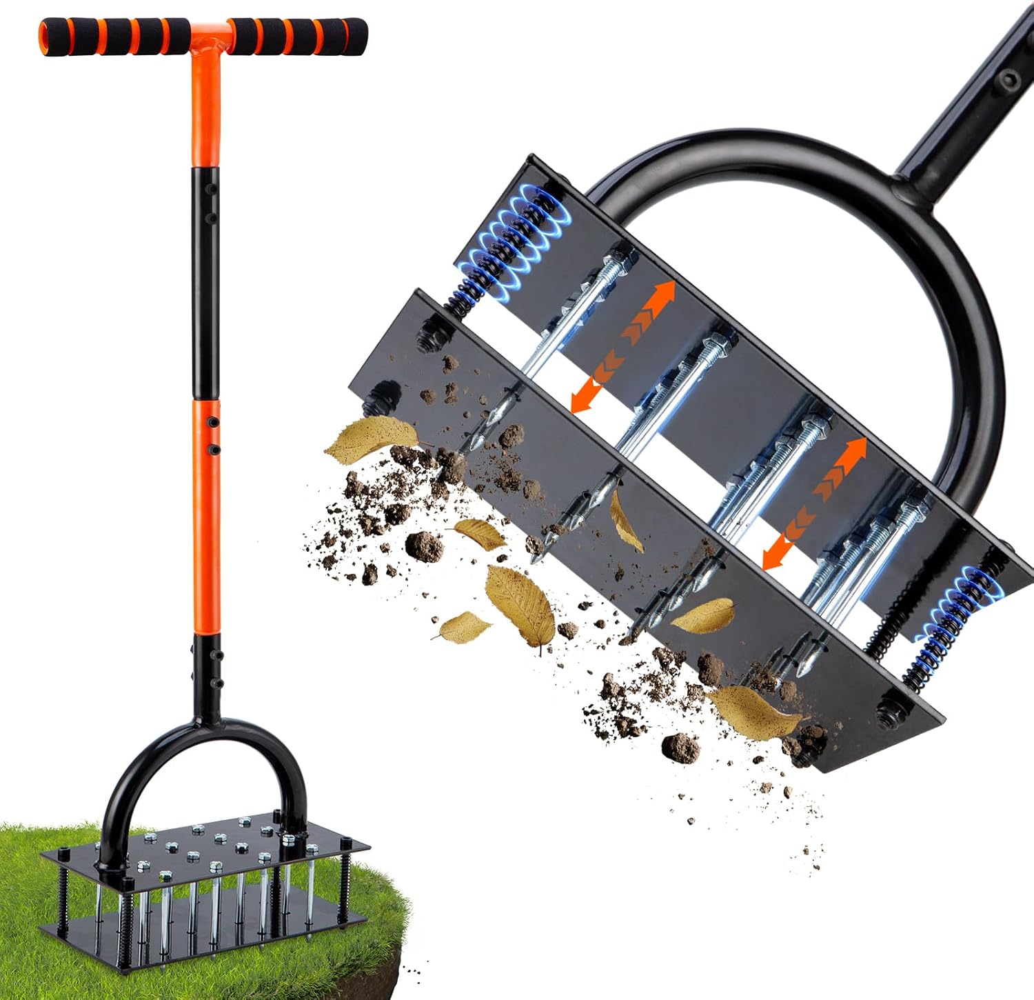 Self-Cleaning Lawn Aerator – Adjustable Height Tool