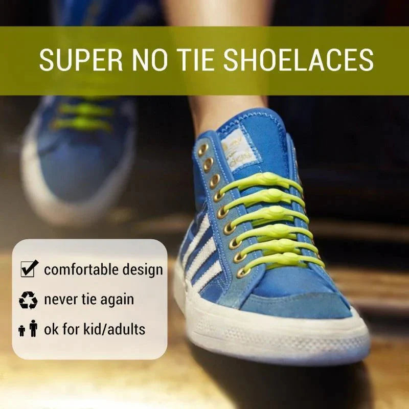 Set of 12 No-Tie Silicone Elastic Shoelaces