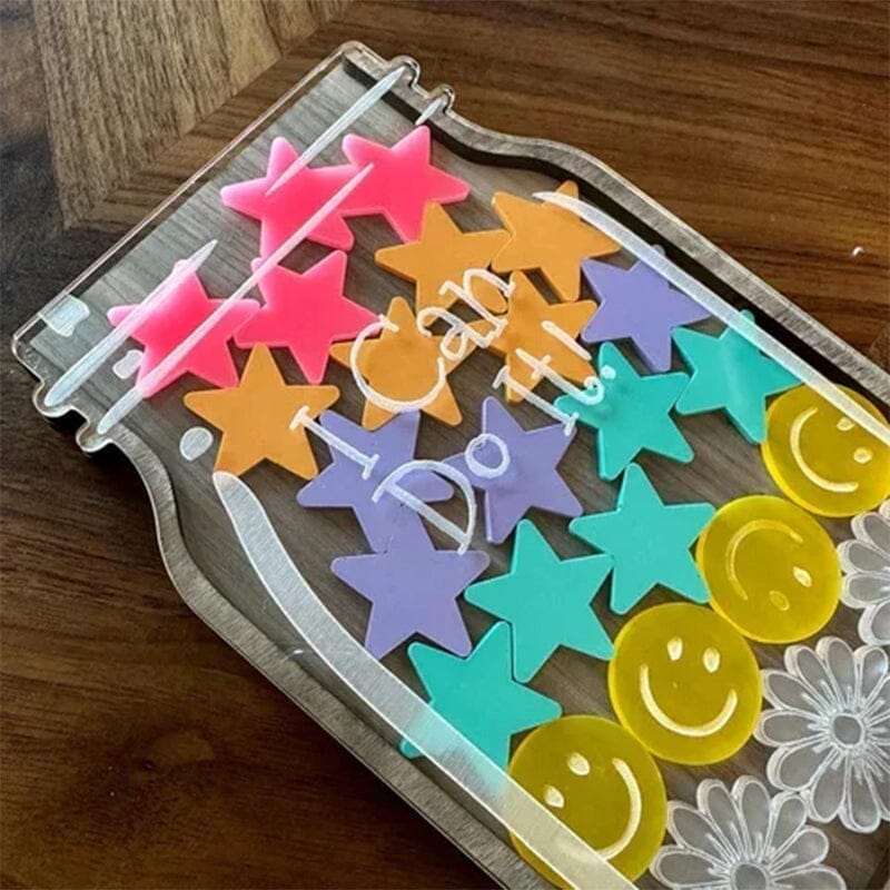 Wooden Reward Jar with Colorful Stars for Kids' Motivation