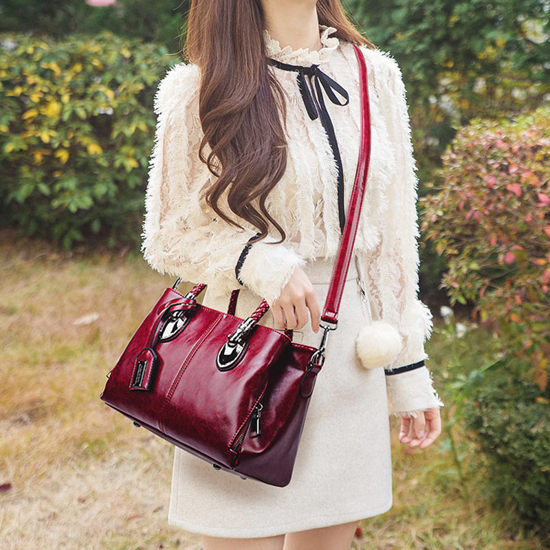 Soft Oiled Wax Leather Large Boston Tote Bag