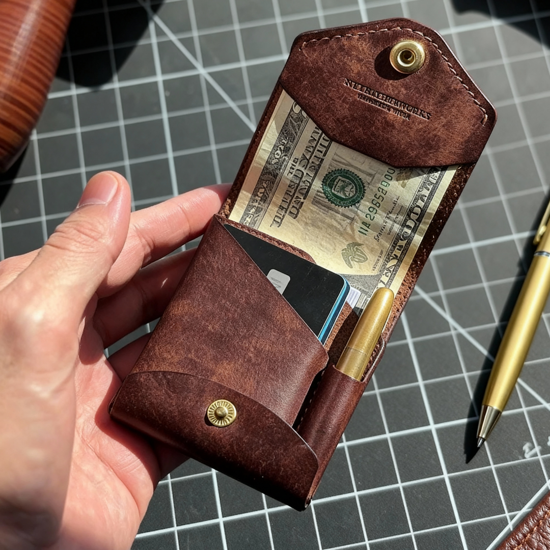 Classic PU Leather Wallet Featuring Pen Slot