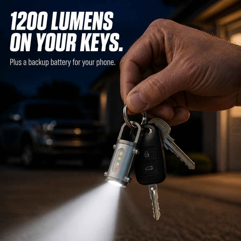 ValorBeam™ — Keep a 1200-Lumen Flashlight and Phone Charger with You on Your Keys