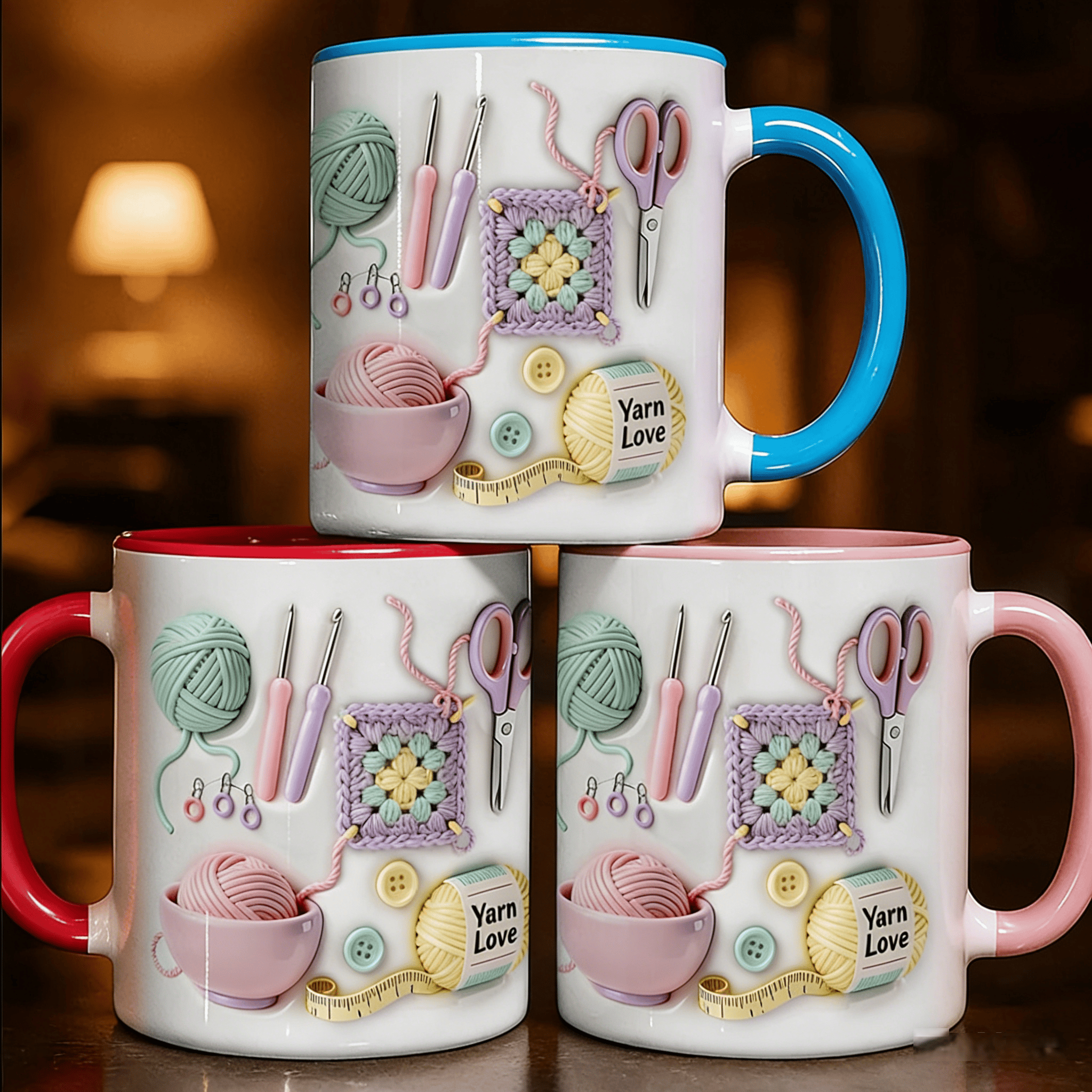 Crochet Patterned Ceramic Coffee Mug