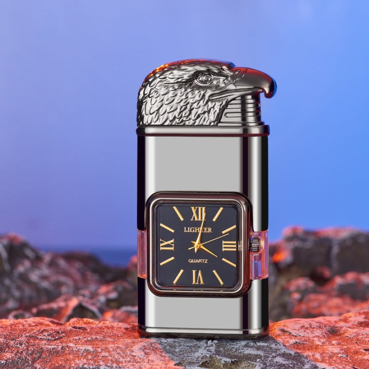 Vintage Style Lighter with Clock and Adjustable Flame