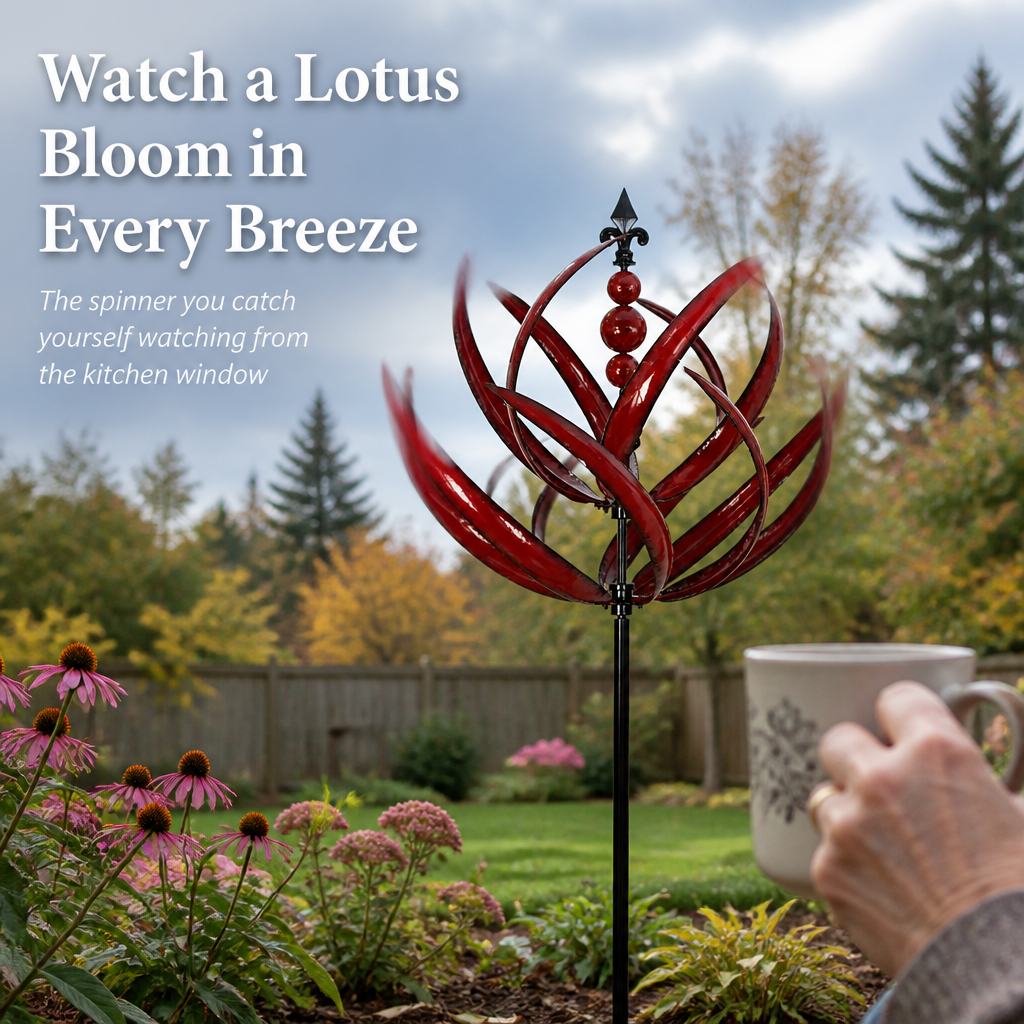 SereniWind™ — See the Softest Breeze Unfold a Gently Turning Metal Lotus