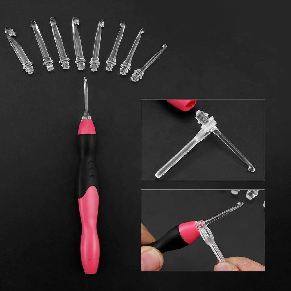 Interchangeable Tip LED Crochet Hook Set