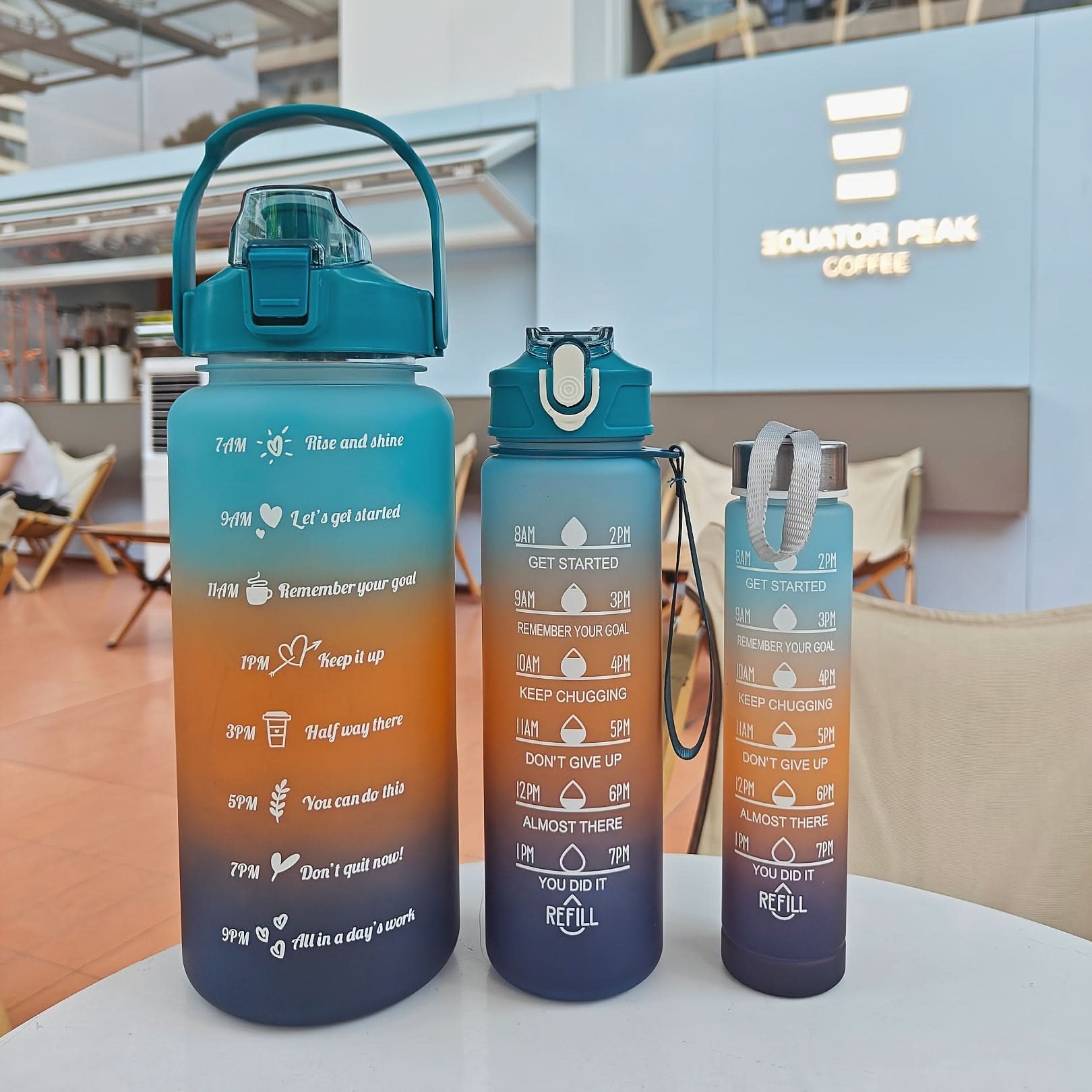 Gradient Water Bottle with Straw for Hydration