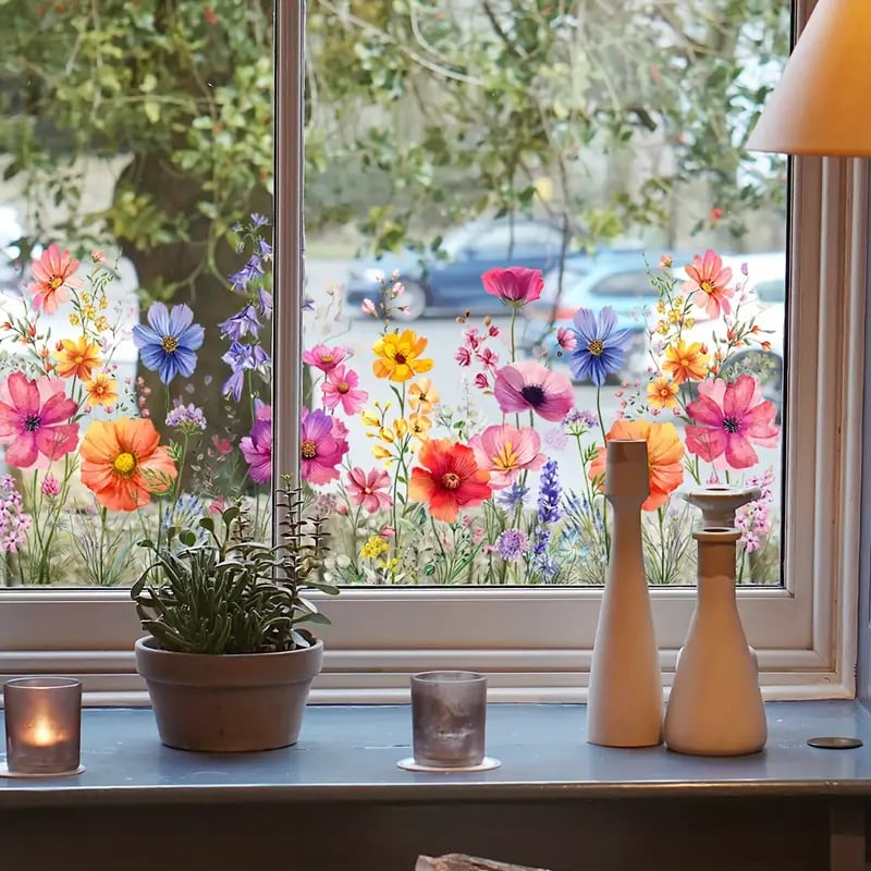 Floral and Butterfly Window Decals – Nature-Inspired Design