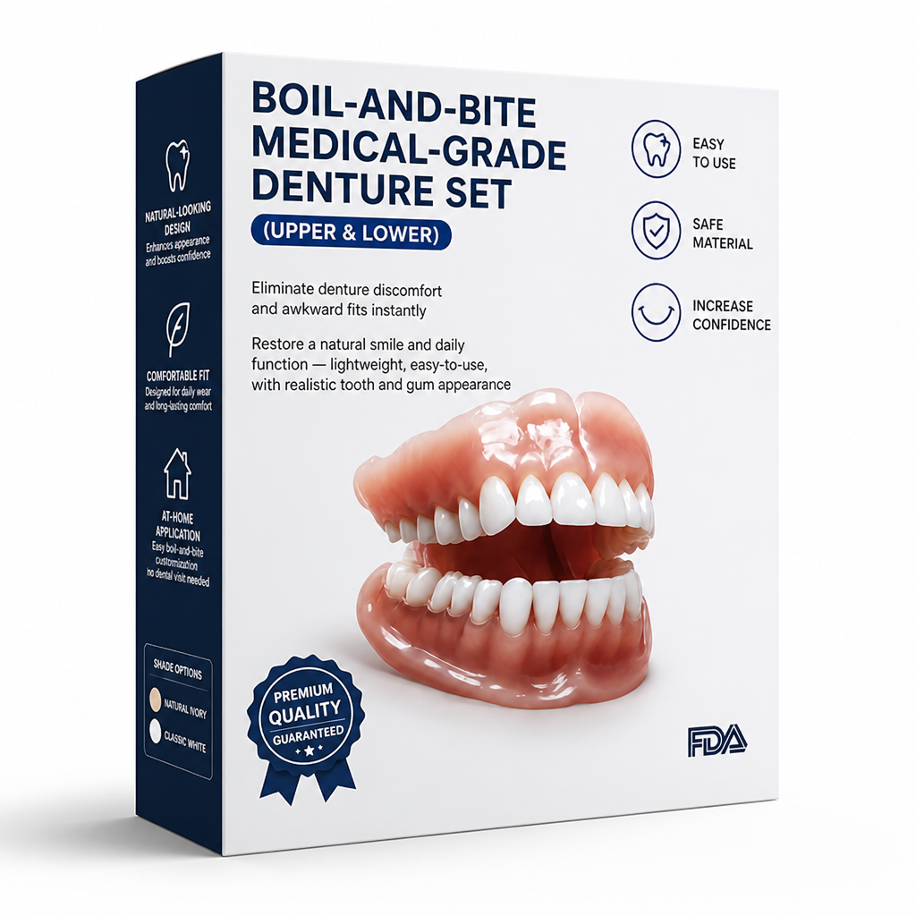 Boil-And-Bite Medical-Grade Denture Set (Upper & Lower)