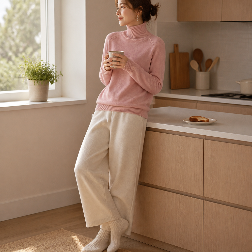 ArcticSilk™ – Comfortable Relaxed-Fit Turtleneck Sweater Featuring Ribbed Edges