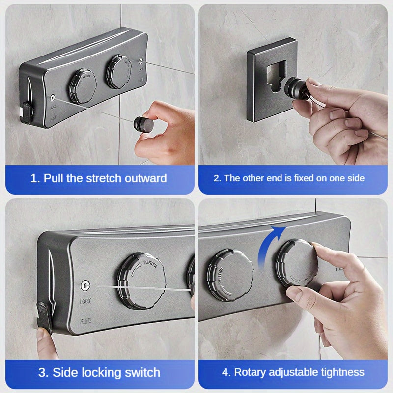 Double Line Stainless Steel Clothesline – 5.1 m Retractable Design