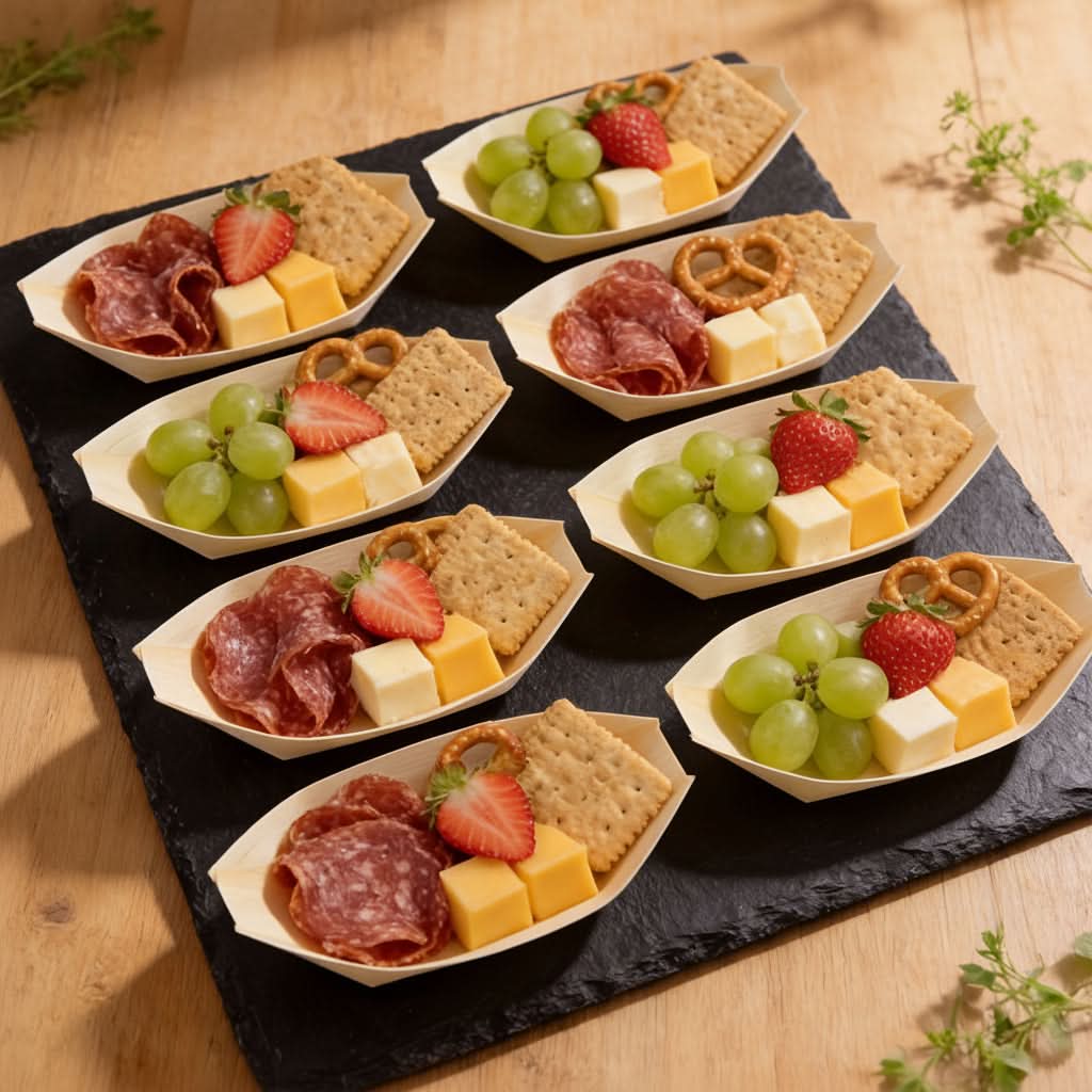 Disposable Wooden Boats for Elegant Food Presentation at Parties