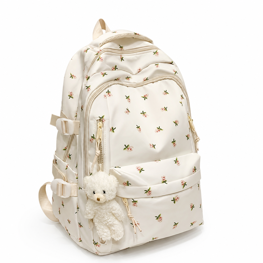 Floral Print Multi-Compartment Backpack