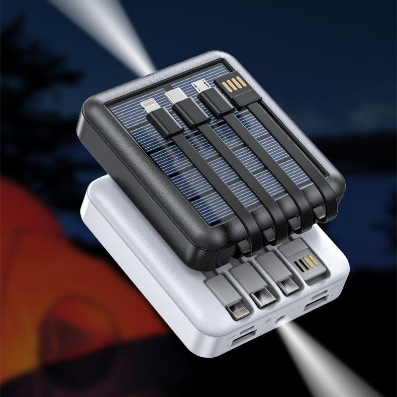 Solar Power Bank with LED Light and Multiple USB Ports for Outdoor Use