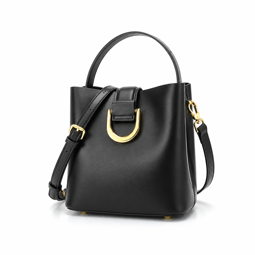 Authentic Cow Leather Convertible Bucket Bag
