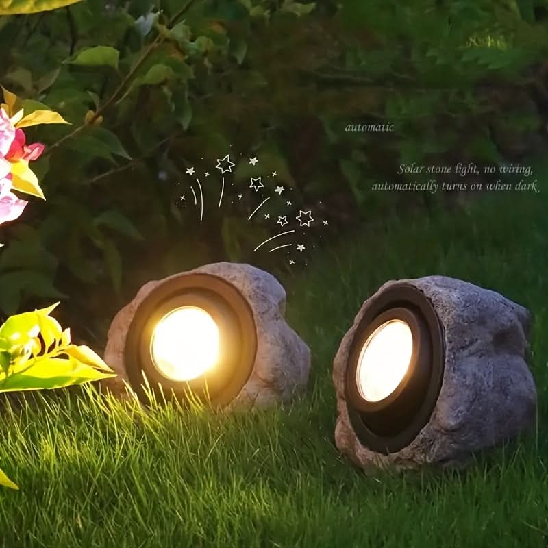 Solar-Powered Rock Garden Light for Outdoor Decoration