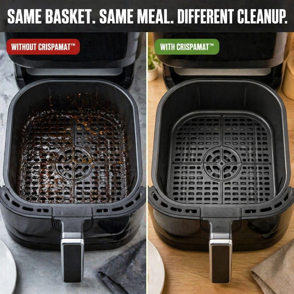 CrispaMat™ — Trap the Grease and Ditch the Air Fryer Scrub for Good