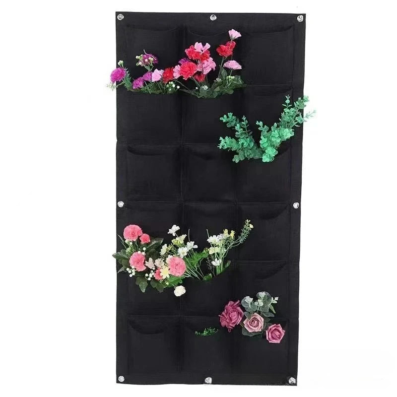 Wall-Mounted Vertical Plant Bag with 18 Pockets Made of Felt