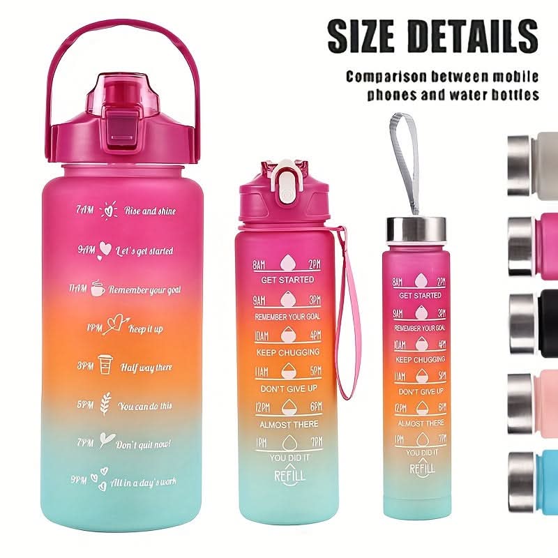 Gradient Water Bottle with Straw for Hydration