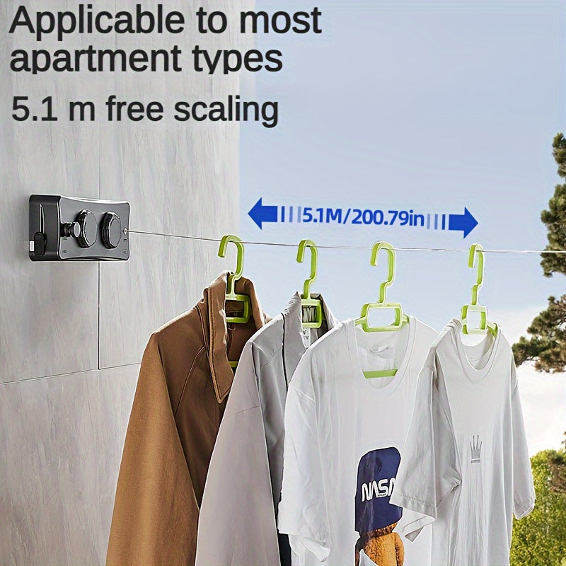 Double Line Stainless Steel Clothesline – 5.1 m Retractable Design